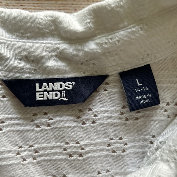 Lands’ End Knit Eyelet Tunic Button Down Top - Picture 7 of 9